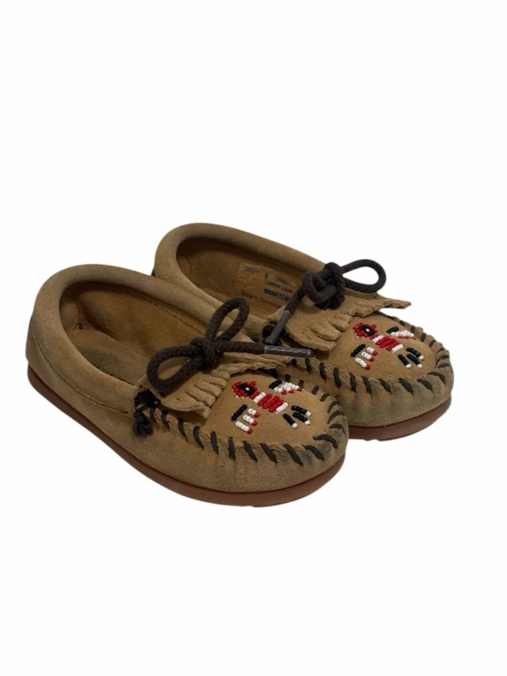 Minnetonka Thunderbird Leather Suede Boat Sole Moccasins - Toddler 9